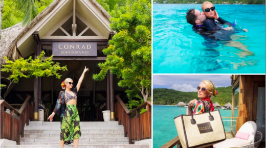A nyájas vállalkozó – Paris Hilton nagy dolcsit kap azért, hogy megünnepelje nászútját a festői Conrad Bora Bora üdülőhelyen.